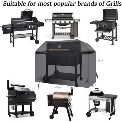 58 Inch BBQ Grill Cover for Outdoor Grill, Waterproof Heavy-Duty Barbecue Gas Grill Cover for 3-5 Burner Barbecue Grill,Black