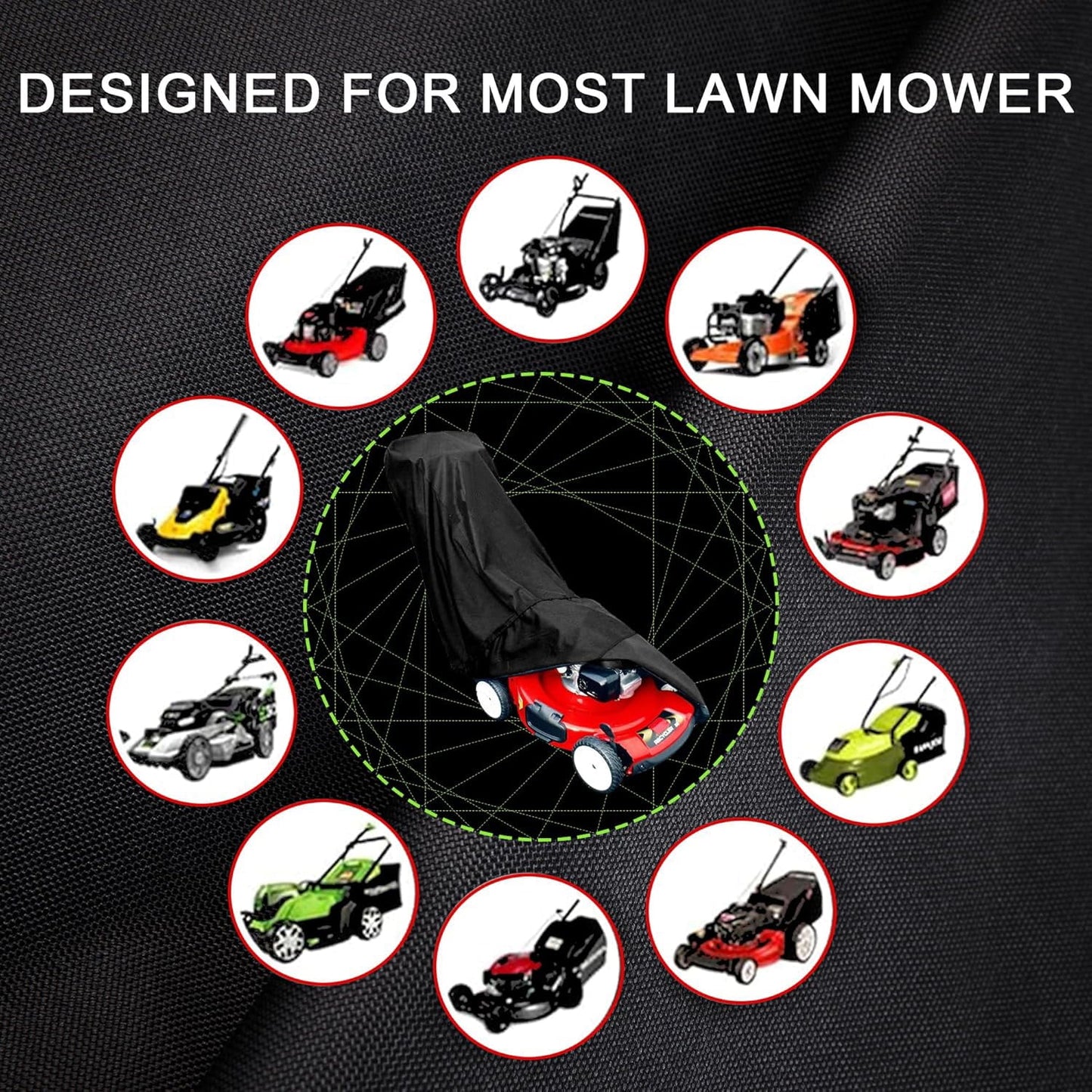 Push Mower Cover, Heavy Duty Waterproof Lawn Mower Cover, Outdoor Lawnmower Cover Universal with Drawstring & Cover Storage Bag