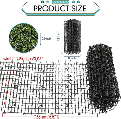 Cat Scat Mat Indoor Spiked Mat Network Digging Stopper for Garden Fence Keep Pet Dog Cat Off Couch Furniture (12 x 79 Inch, Black)