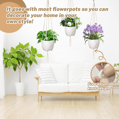 4pcs Macrame Plant Hangers, Hanging Planters for Indoor Plants Hanger,Hanging Planter Basket Decorative Flower Pot Holders for Succulents Cacti Herbs, Boho Home Decor