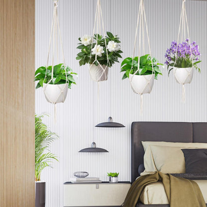 4pcs Macrame Plant Hangers, Hanging Planters for Indoor Plants Hanger,Hanging Planter Basket Decorative Flower Pot Holders for Succulents Cacti Herbs, Boho Home Decor