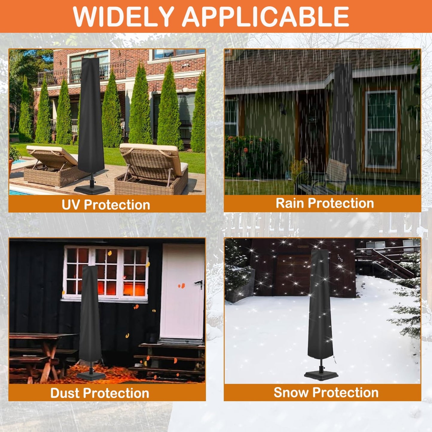 Patio Umbrella Cover Outdoor Umbrellas Cover with Zipper for 9ft to 12ft Offset Umbrella,with Protective Umbrella Cover Bag,75"x20"x12"