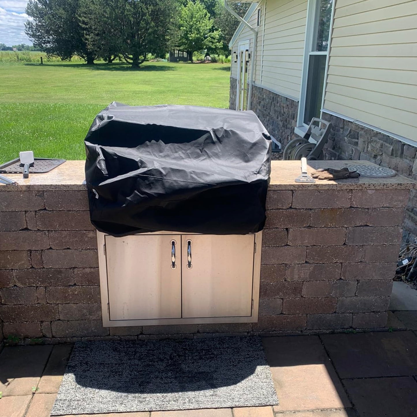 Grill Cvers for 32 inch Island Grill Cover Built-in BBQ Covers for Outside Grill Head Cover.BBQ Grill Cover Gas Grill Cover (32" W x 26" D x 24" H Inches, Black)