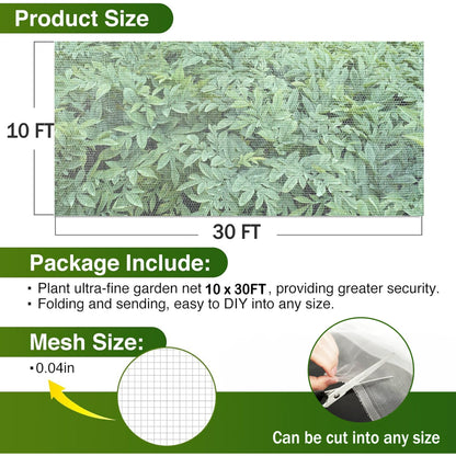 Bird Netting Garden Netting for Raised Beds 10 x 33ft Plant Netting for Gardeng Fruit Tree Netting Protective Circles for Vegetables Fruits Flowers Trees Crops to Grow Better