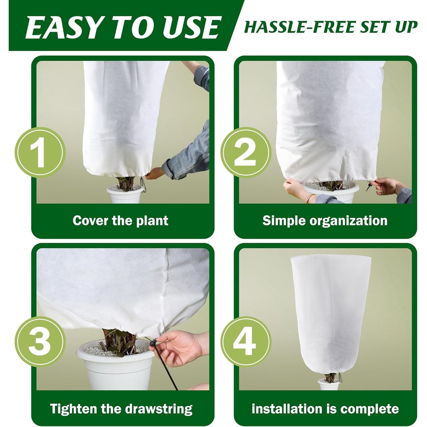 2PCS Plant Covers Freeze Protection Frost Blankets for Outdoor Plants,40"x32" 2.2 oz Plant Covers for Winter Plant Covers Freeze Protection,Frost Cloths for Outdoor Plants with Jacket Drawstring