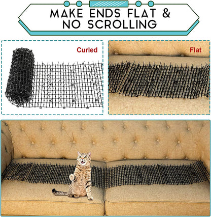 Cat Scat Mat Indoor Spiked Mat Network Digging Stopper for Garden Fence Keep Pet Dog Cat Off Couch Furniture (12 x 79 Inch, Black)
