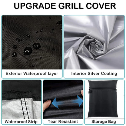 Grill Cover for Outdoor Grill, Waterproof Oxford Fabric BBQ Cover for 4-7 Burner Barbecue Grill ,68" Gas Grill Covers for Outside with Adjustable Drawstring & Strip,Storage Bag,Windproof, UV Protect
