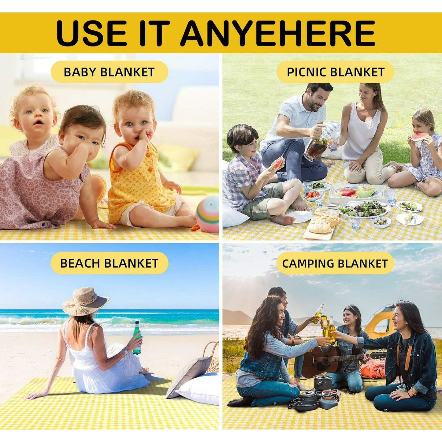 Picnic Blankets,Teencool Thick Waterproof Blanket Sandproof Beach Blanket,Outdoor Blanket for Travel Camping Mat 40"x80