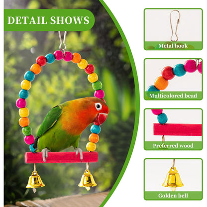 11PCS Bird Toys Parakeet Toys,Dinosam Colorful Parrot Toy for Small Parakeets Cockatiels Conures Finches Swing Chewing Hanging Bell Cage Hammock Toy