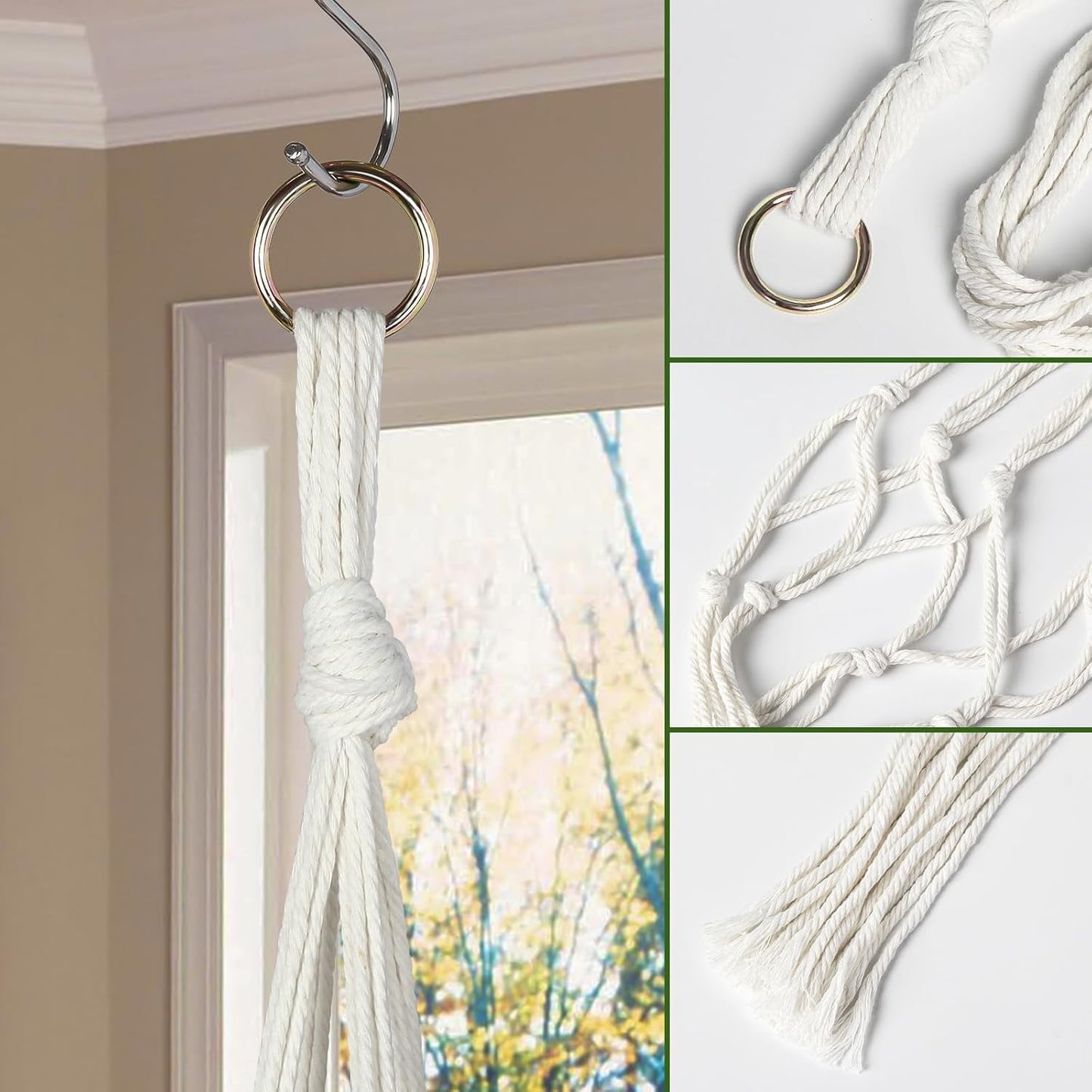 4pcs Macrame Plant Hangers, Hanging Planters for Indoor Plants Hanger,Hanging Planter Basket Decorative Flower Pot Holders for Succulents Cacti Herbs, Boho Home Decor