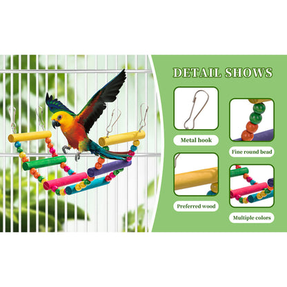 11PCS Bird Toys Parakeet Toys,Dinosam Colorful Parrot Toy for Small Parakeets Cockatiels Conures Finches Swing Chewing Hanging Bell Cage Hammock Toy