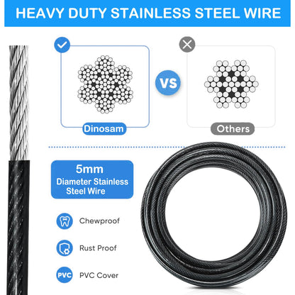 30ft Tie Out Cable for Dogs Up to 180LBS Dog Leads for Yard- and Camping No Tangle Rust Proof Training Dog Cable Can Use to Dog Chain for Yard Dogtie Out Cable Ample Length for Freedom Black